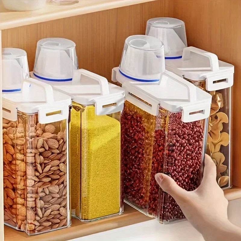 Airtight Grain Storage Container | 2.5L Rice, Cereal & Flour Dispenser with Measuring Cup
