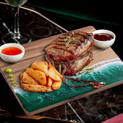 Ocean Wave Acacia Wood & Resin Serving Board