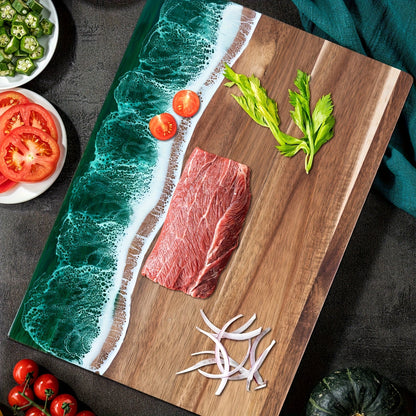 Ocean Wave Acacia Wood & Resin Serving Board