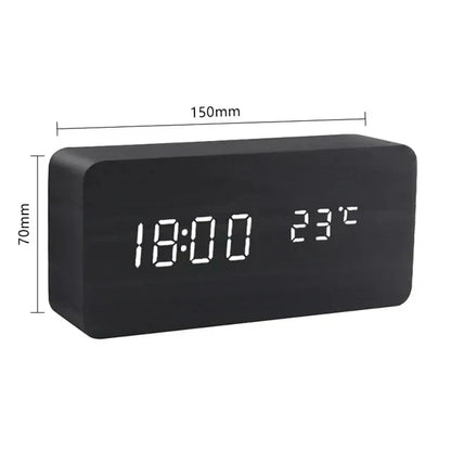 LED Smart Alarm Clock | Modern Voice-Controlled Wooden Design