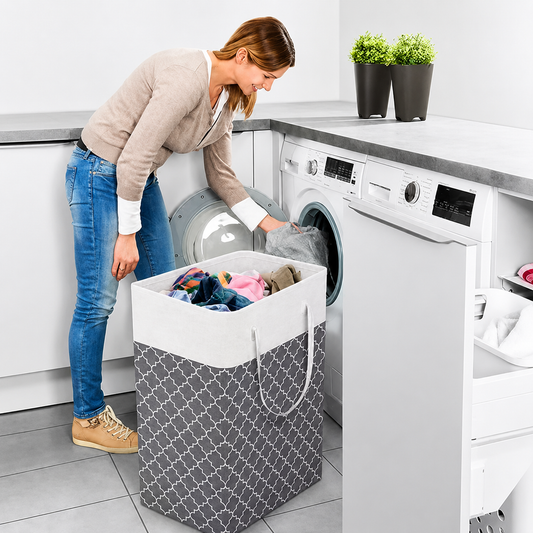 Lauva | 75L Waterproof Laundry Basket | Foldable Fabric Clothes Hamper with Handles