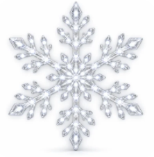 Close-up of a white FrostGlow LED snowflake