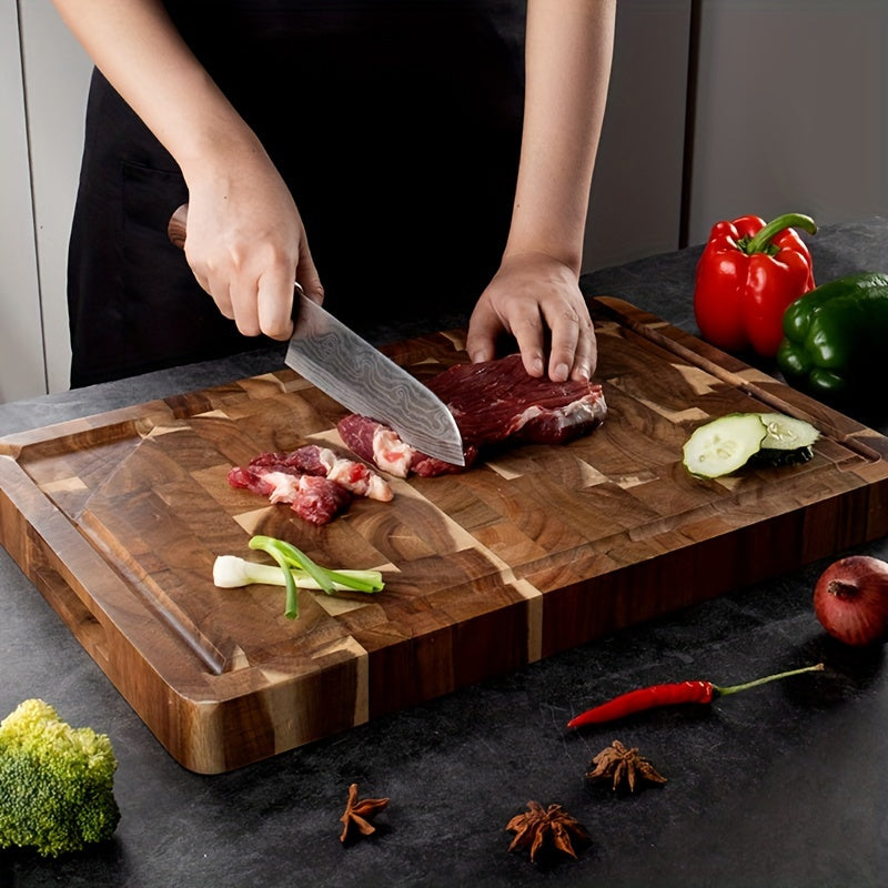 Acacia End-Grain Cutting Board with Juice Groove